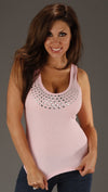 Kimberlina Couture Studded Tank Top in Pink
