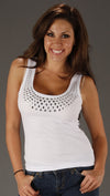 Kimberlina Couture Studded Tank Top in White