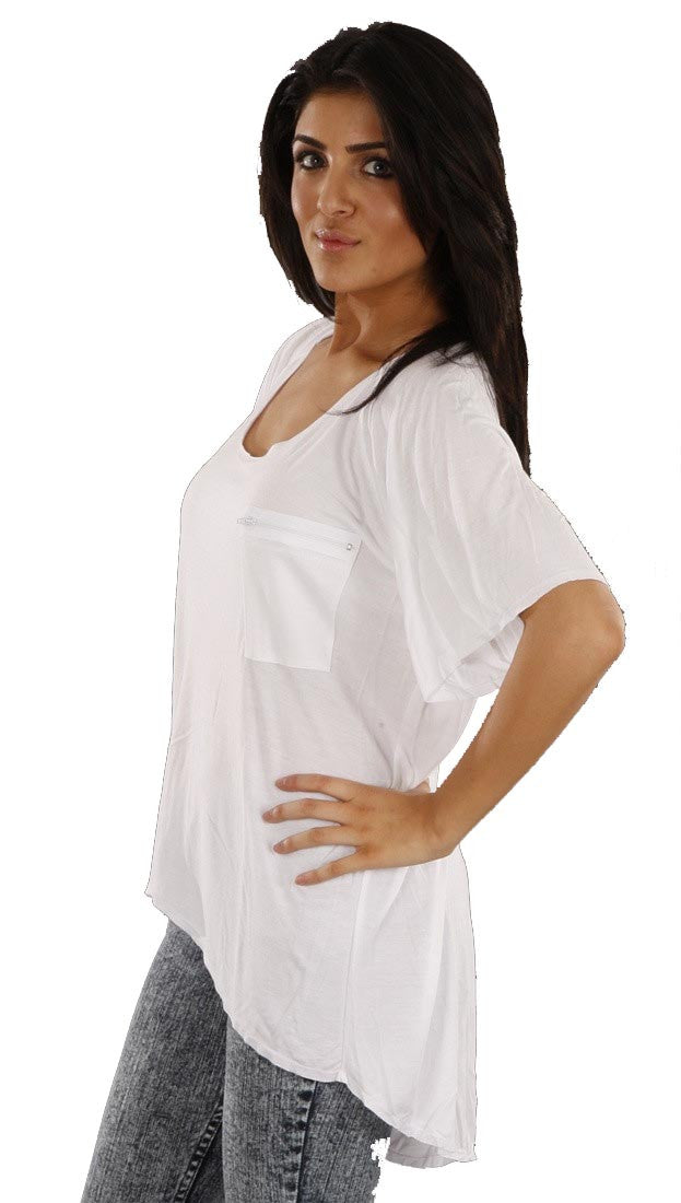 Jet John Eshaya Zip Pocket Tee White Shirt