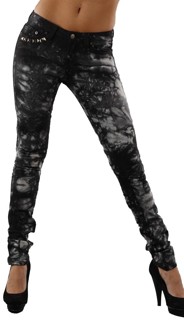 Jet John Eshaya Black Crystal Jeans in Tie Dye
