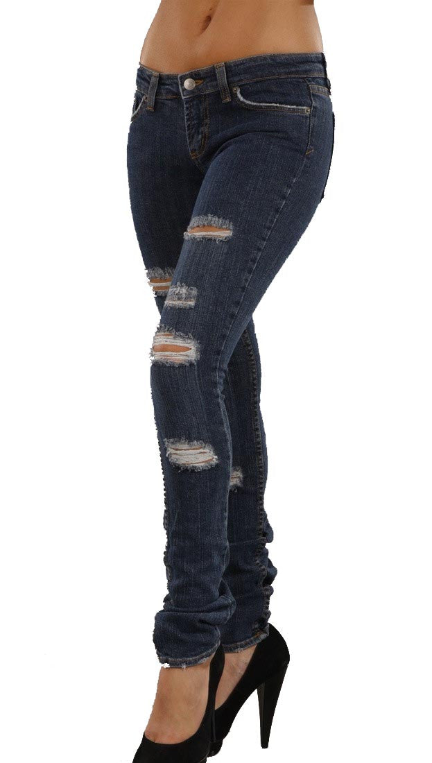 Jet John Eshaya Dark Clean Trashed Ripped Skinny Jeans