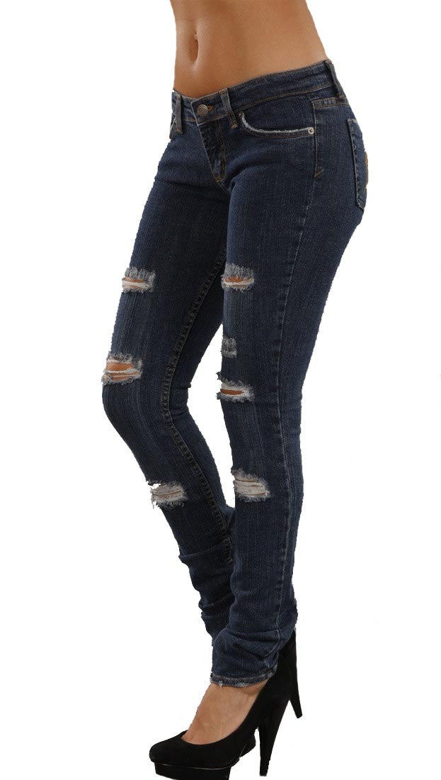 Jet John Eshaya Dark Clean Trashed Ripped Skinny Jeans