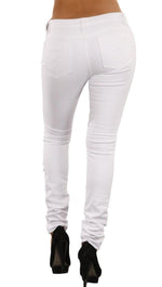 Jet John Eshaya Thrash Skinny Denim Ripped Jeans in White 