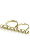 Two Finger Pyramid Bar Accent Ring in Gold or Silver