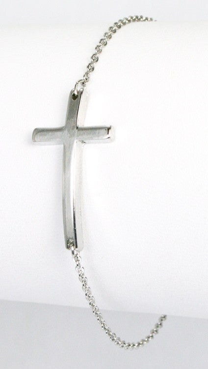 Sideways Cross Chain Bracelet in Silver