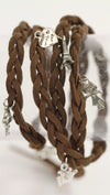 Braided Leather Friendship Charm Bracelet in Brown