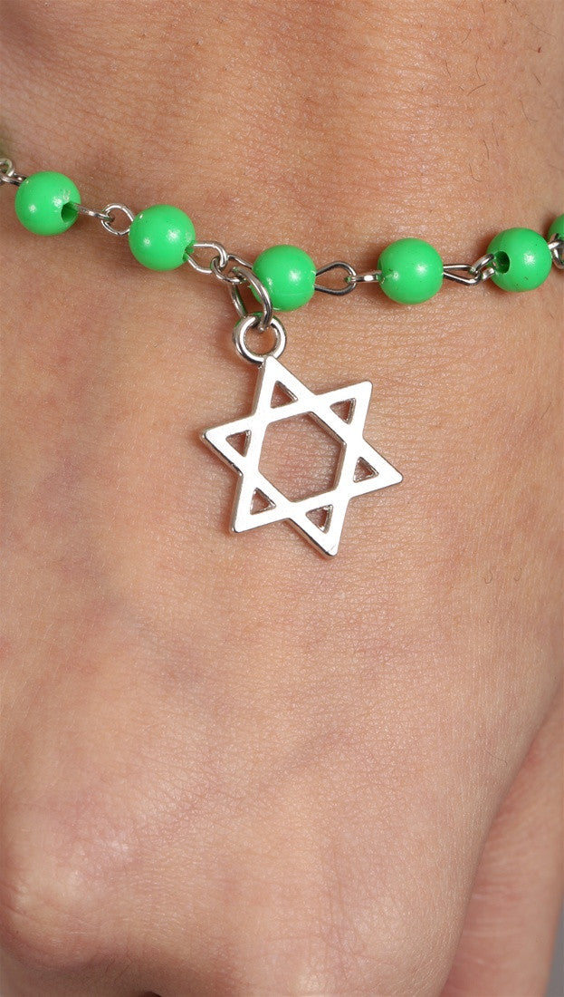 Jewish Rosary Beads Star Bracelet in Green