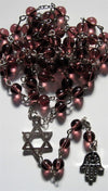 Jewish Rosary Beads Star of David & Hamsa Clear Purple