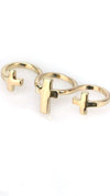 Three Finger Cross Accent Ring in Gold or Silver