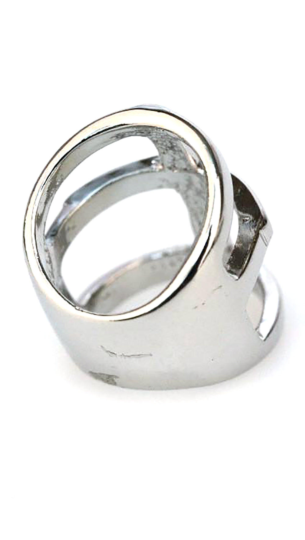 Wide Cutout Ring with Center Cross in Gold or Silver