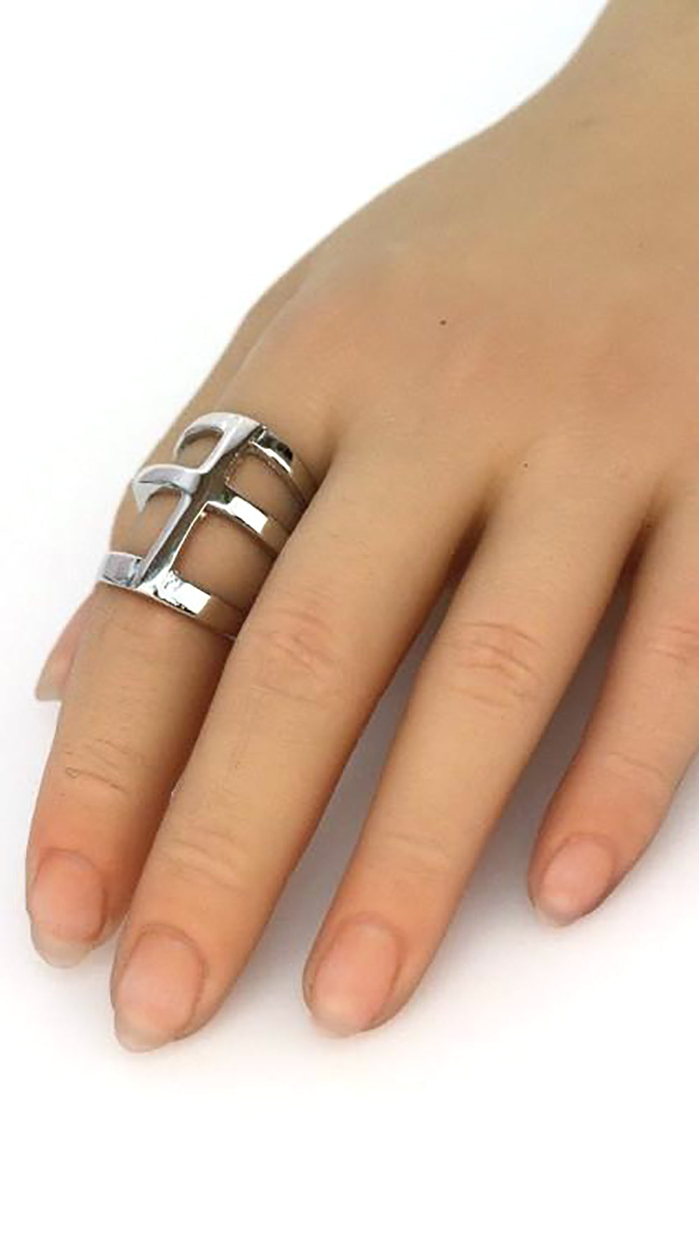 Wide Cutout Ring with Center Cross in Gold or Silver