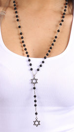 Jewish Rosary Beads Double Star of David in Black