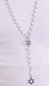 Jewish Rosary Beads Double Star of David in White