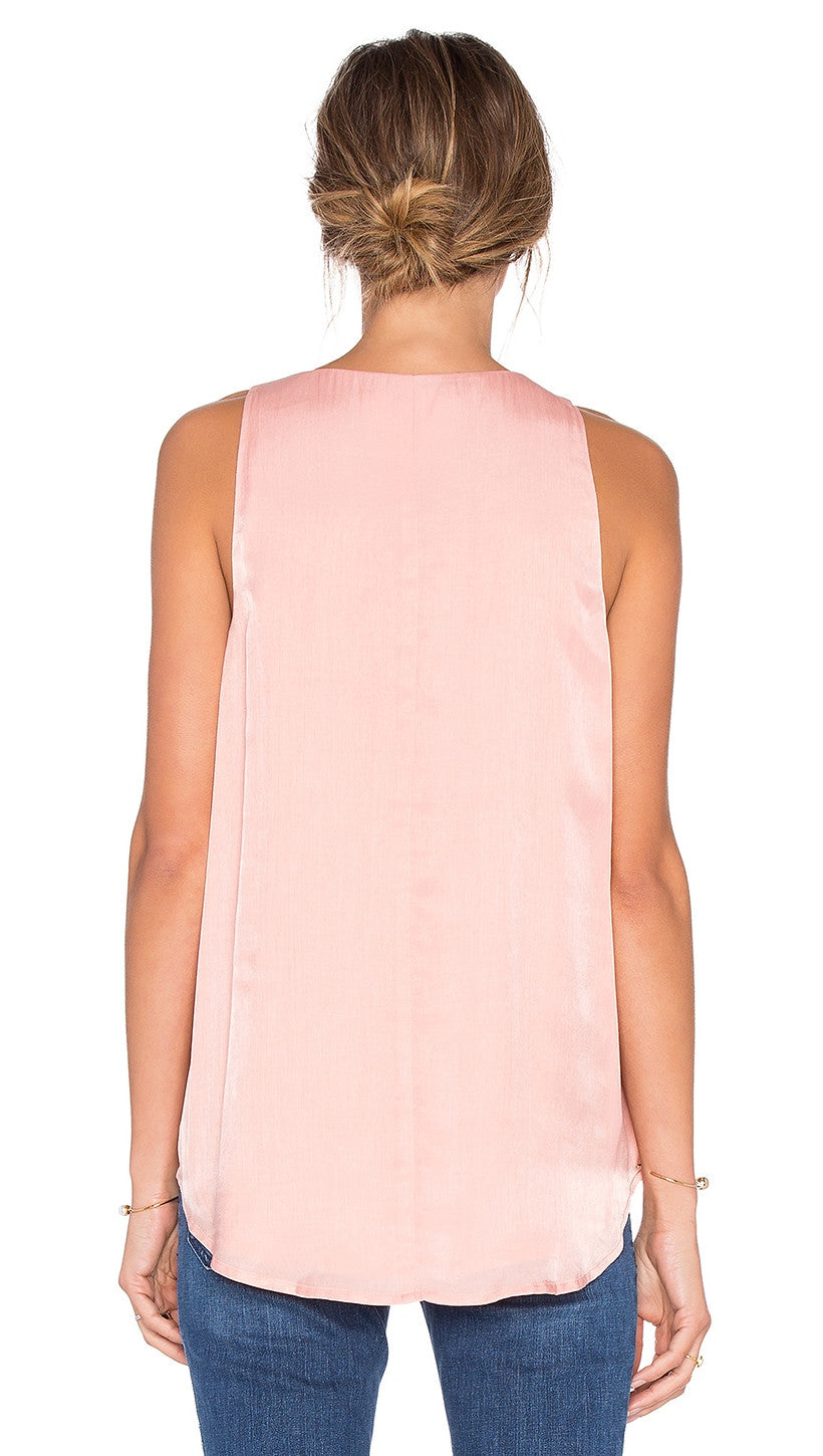 jetset diaries TJD lace up silk tank pink