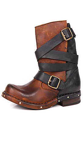 Rouges Buckle Strap Leather Short Boots by Jeffrey Campbell Distressed Vintage Stud ShopAA