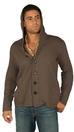 Kanvis Mens Button Down Hoodie Blazer Cardigan Sweatshirt Charcoal Grey 