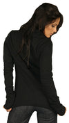 Kanvis Womens Long Cardigan Blazer Button Collar Jacket Black 