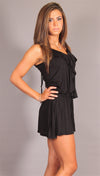 Kimberlina Couture Simple Ruffle Romper in Black