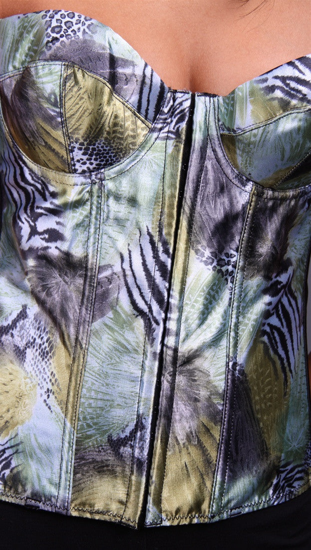 Kimikal Assorted Animal Print Corset in Green