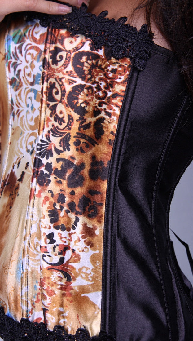 Kimikal Lace Trim Corset in Fleur Print