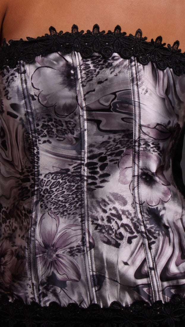 Kimikal Lace Trim Corset in Grey