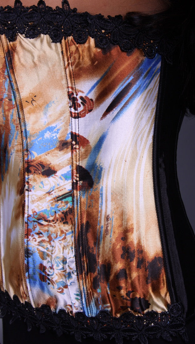 Kimikal Lace Trim Corset in Tan