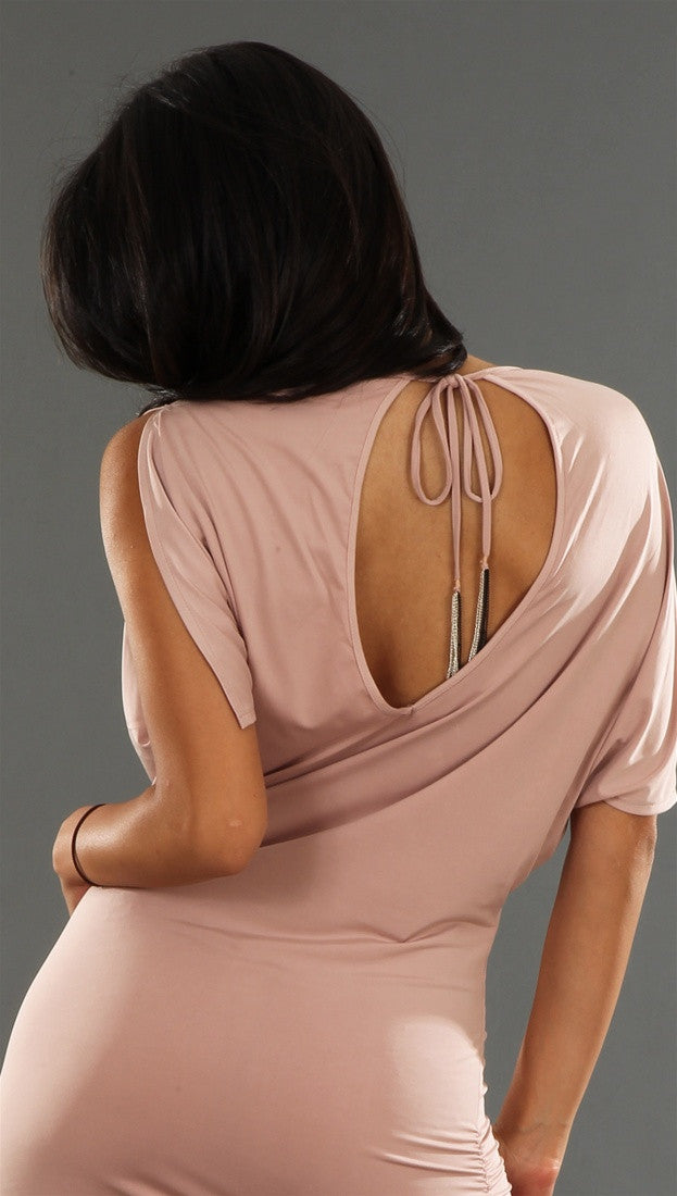 Kimikal Off Shoulder Dress in Pink Nude