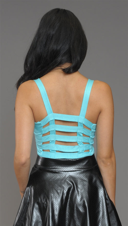 Kimberlina Cage Back Crop Top in Mint