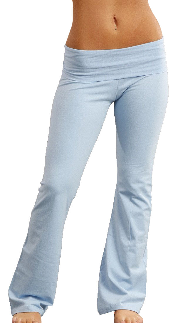 Basic Flare Fold Over Pants by Kinkate Leggings @ Apparel Addiction - Baby  Blue - White - Grey – ShopAA
