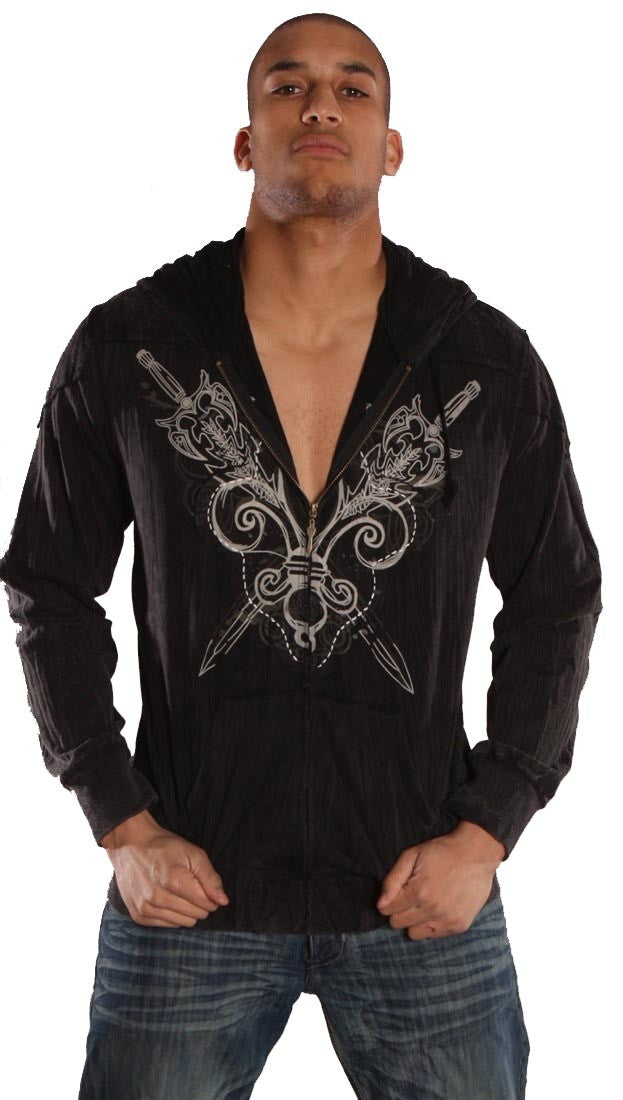 Jessyka Robyn Mens Basement Zip Up Hoody Sword Graphic