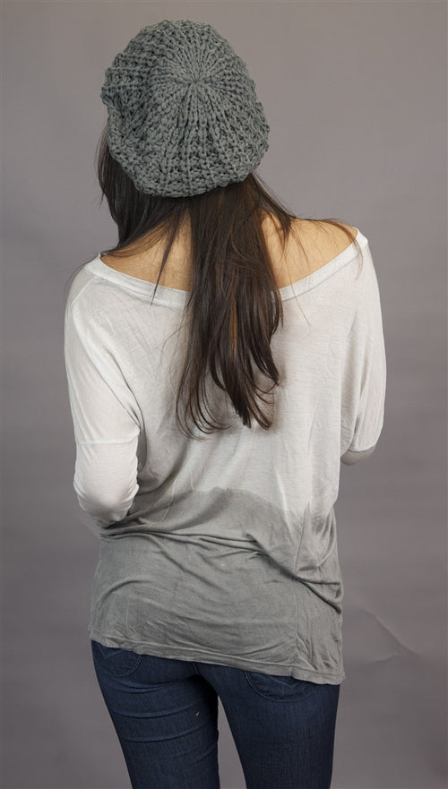 Kinkate Slouchy Beret Crochet Pattern Hat in Grey