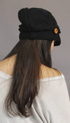 Kinkate Slouchy Beret Knit Brim Hat in Black