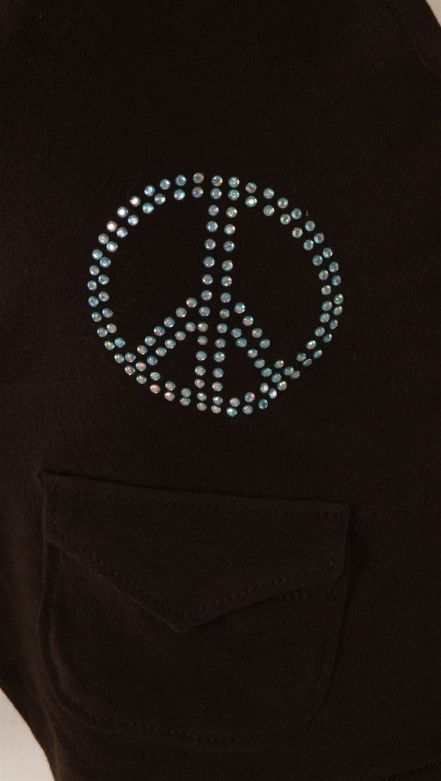 Kinkate Rhinestone Peace Vest Brown
