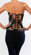Black Floral Corset by Kryptonite Clothing Intimates @ Apparel