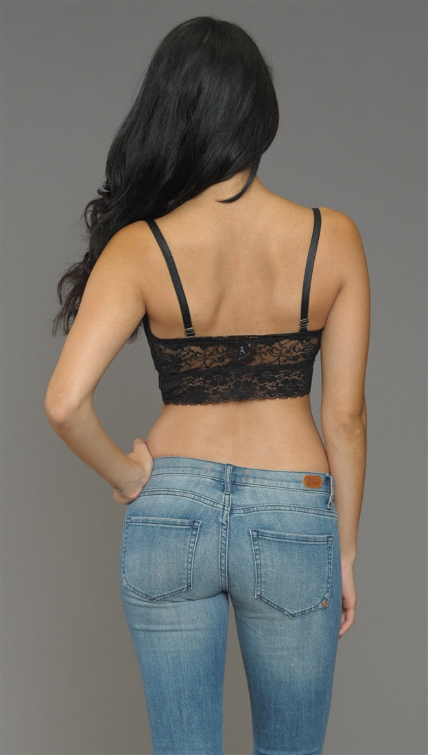 Kryptonite Intimates Floral Lace Tube Bra Bralette Bandeau in Black