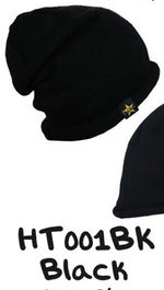 La Fine Head Wear Slouchy Beanie Knit Hat in Black 