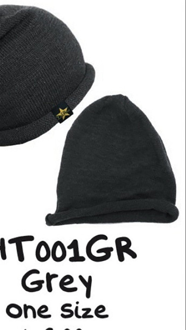 La Fine Head Wear Slouchy Beanie Knit Hat Grey