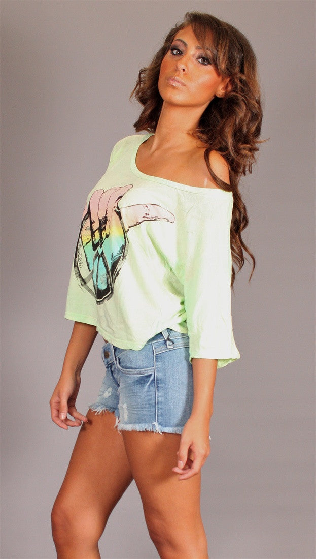 Lauren Moshi Barbie Hang Loose Crop Tee in Minty Water