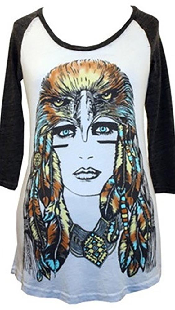 Lauren Moshi Brie Color Lady Eagle Raglan Rainbow Hair Tee
