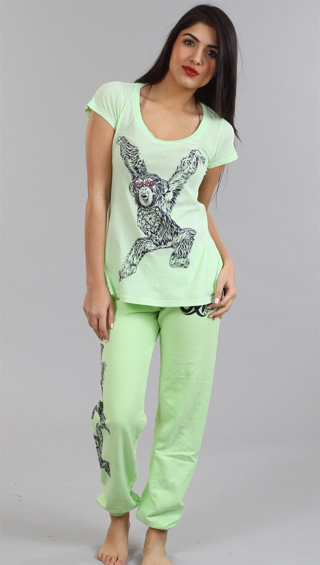 Lauren Moshi Tegan LMV Ape Basic Crew Tee in Cabbage