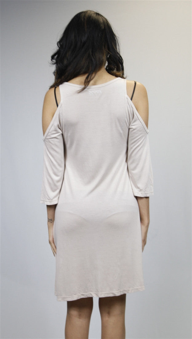 Lauren Moshi Sabrina Open Shoulder Dress in Nude