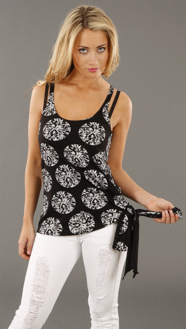 Lauren Moshi Diamond Bow Tie Tank in Black