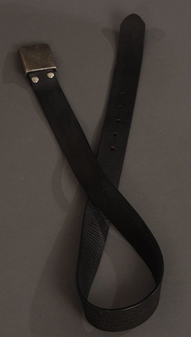 Leather Island Black Leather Belt w/ Metal Buckle