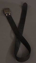 Leather Island Black Leather Belt w/ Metal Buckle