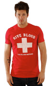 Local Celebrity Mens Give Blood Crew Neck Tee Shirt Red 