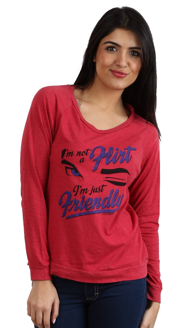 Local Celebrity Womens Not A Flirt Long Sleeve Tee Shirt in Red