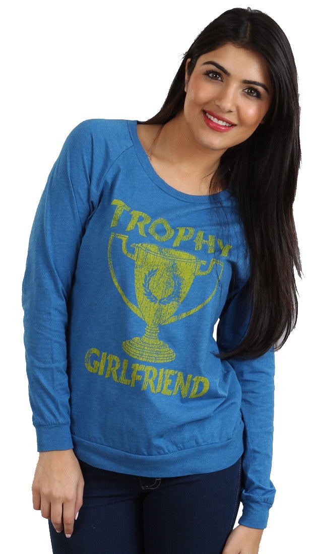 Local Celebrity Womens Trophy Girlfriend Long Sleeve Tee Shirt in Navy 