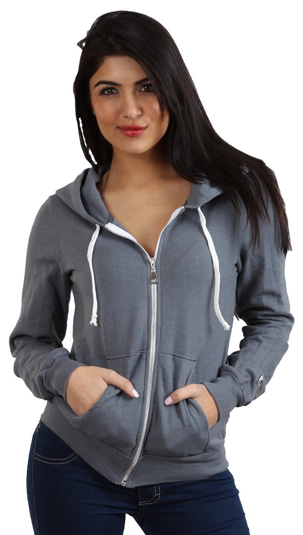 Local Celebrity Womens Enjoy Life Zip Up Hoodie Slate Grey 