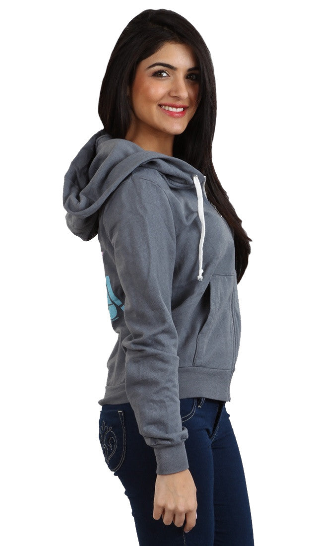 Local Celebrity Womens Enjoy Life Zip Up Hoodie Slate Grey 
