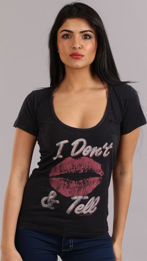Local Celebrity Don't Kiss & Tell Scoop Neck Tee in Black